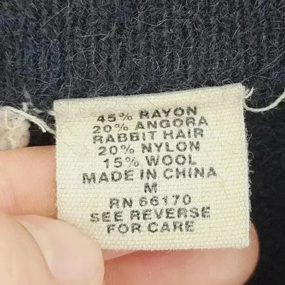 Anthro Sleeping on snow wool angora bell‎ sleeve  black sweater cardigan women's - Picture 6 of 7